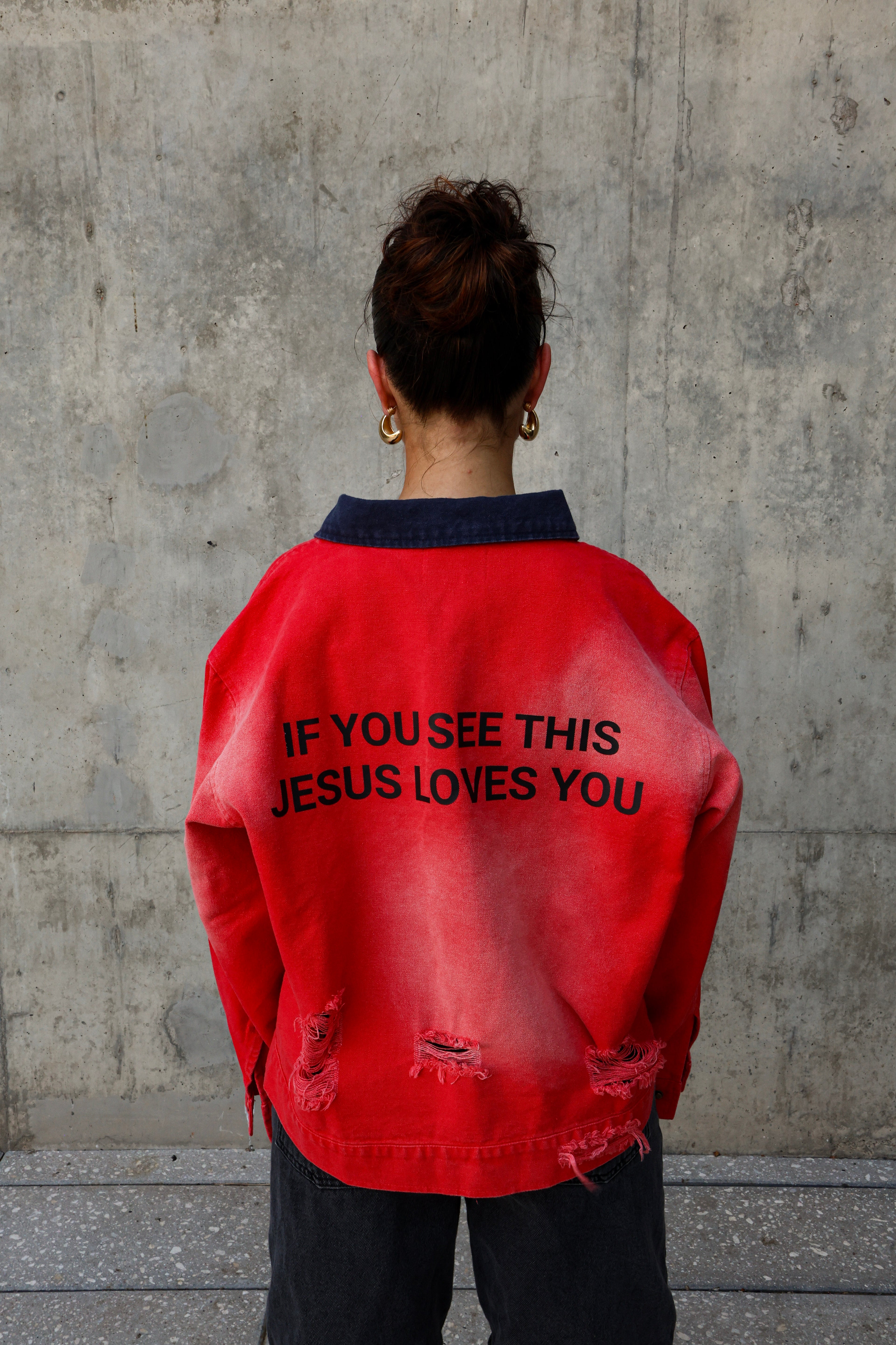 "Jesus Loves You" Denim Jacket