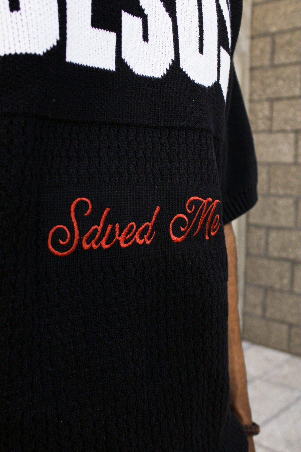 "JESUS SAVED ME" KNITTED SHIRT
