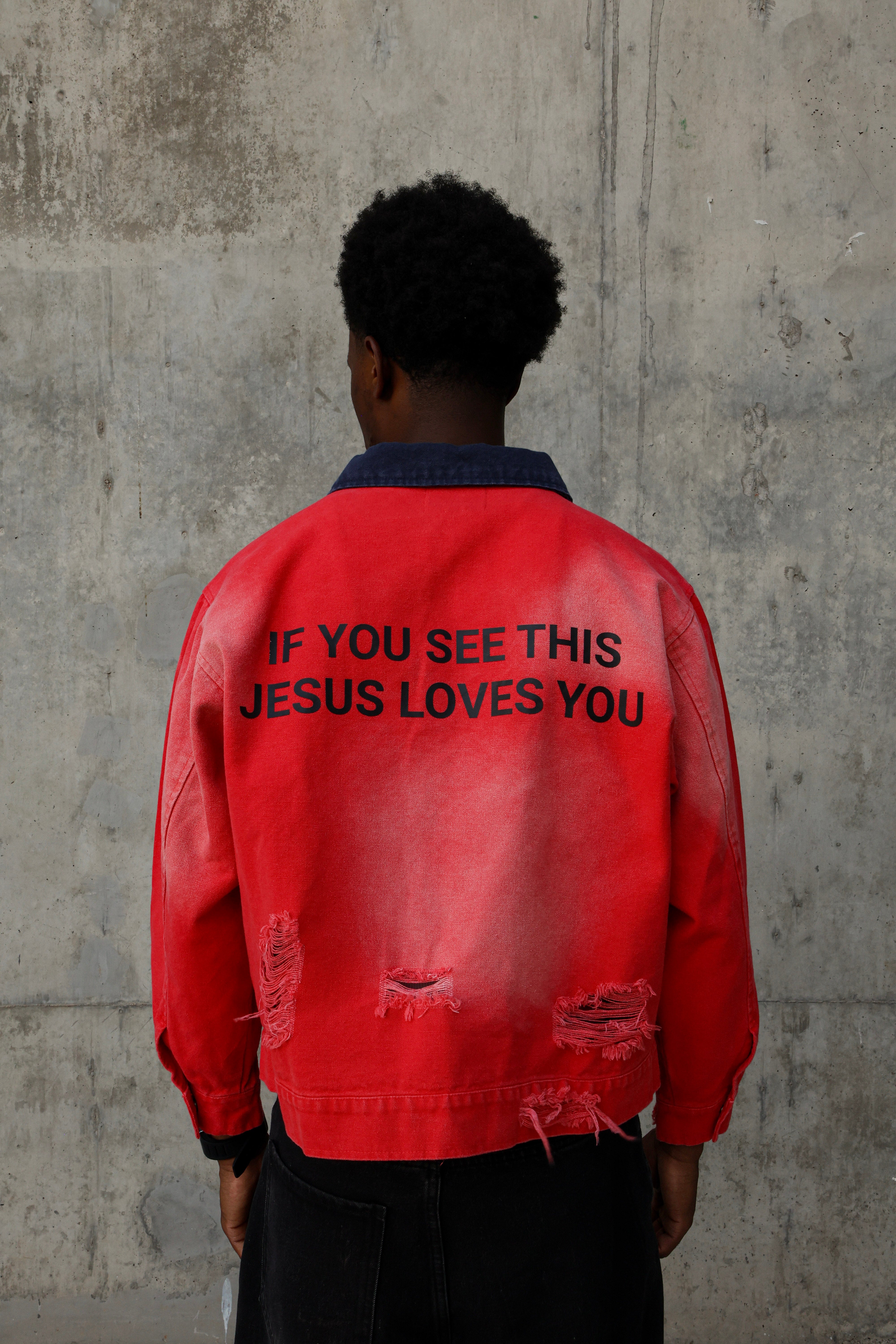 "Jesus Loves You" Denim Jacket