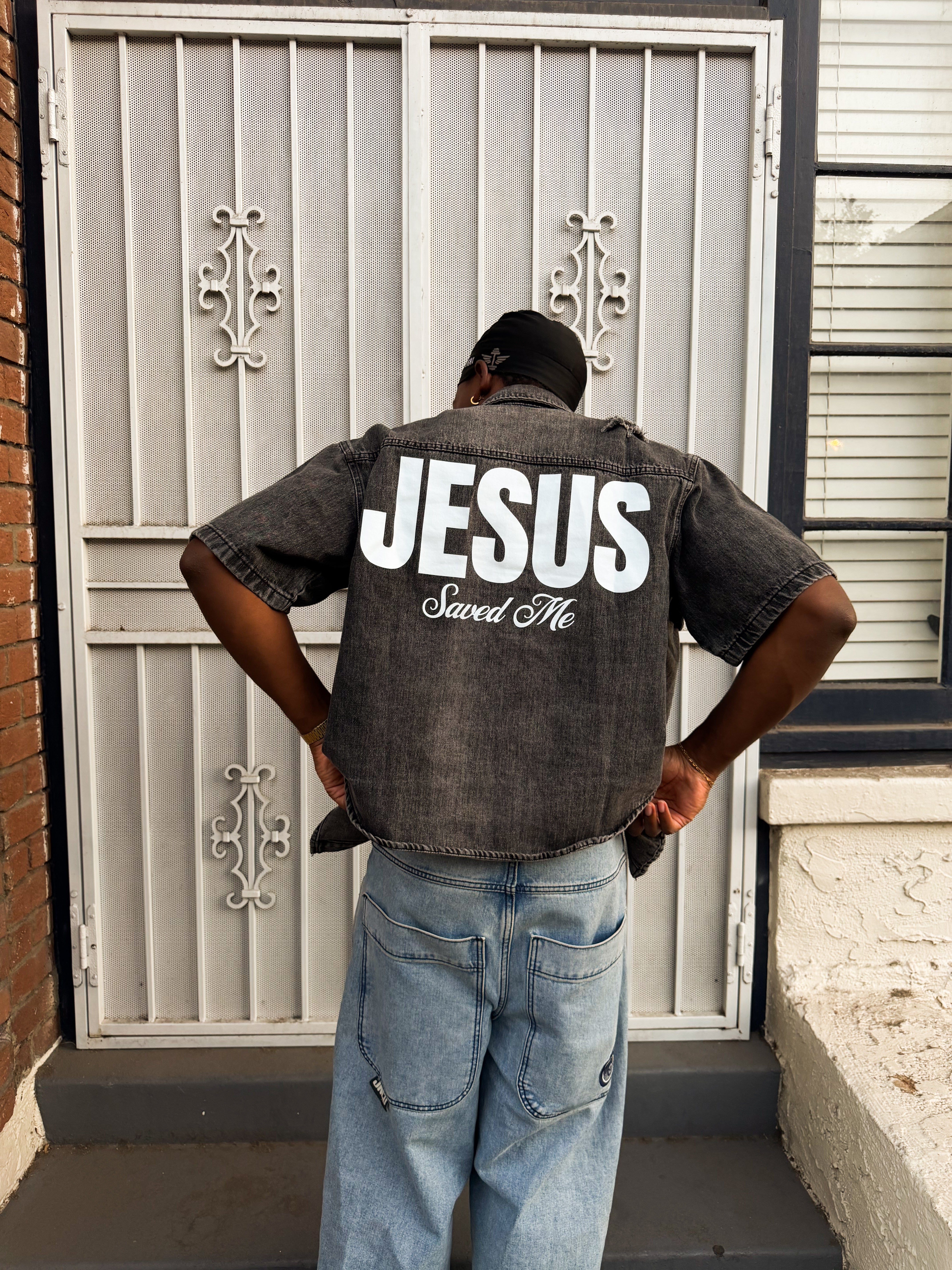 Jesus saved Denim Shirt V2