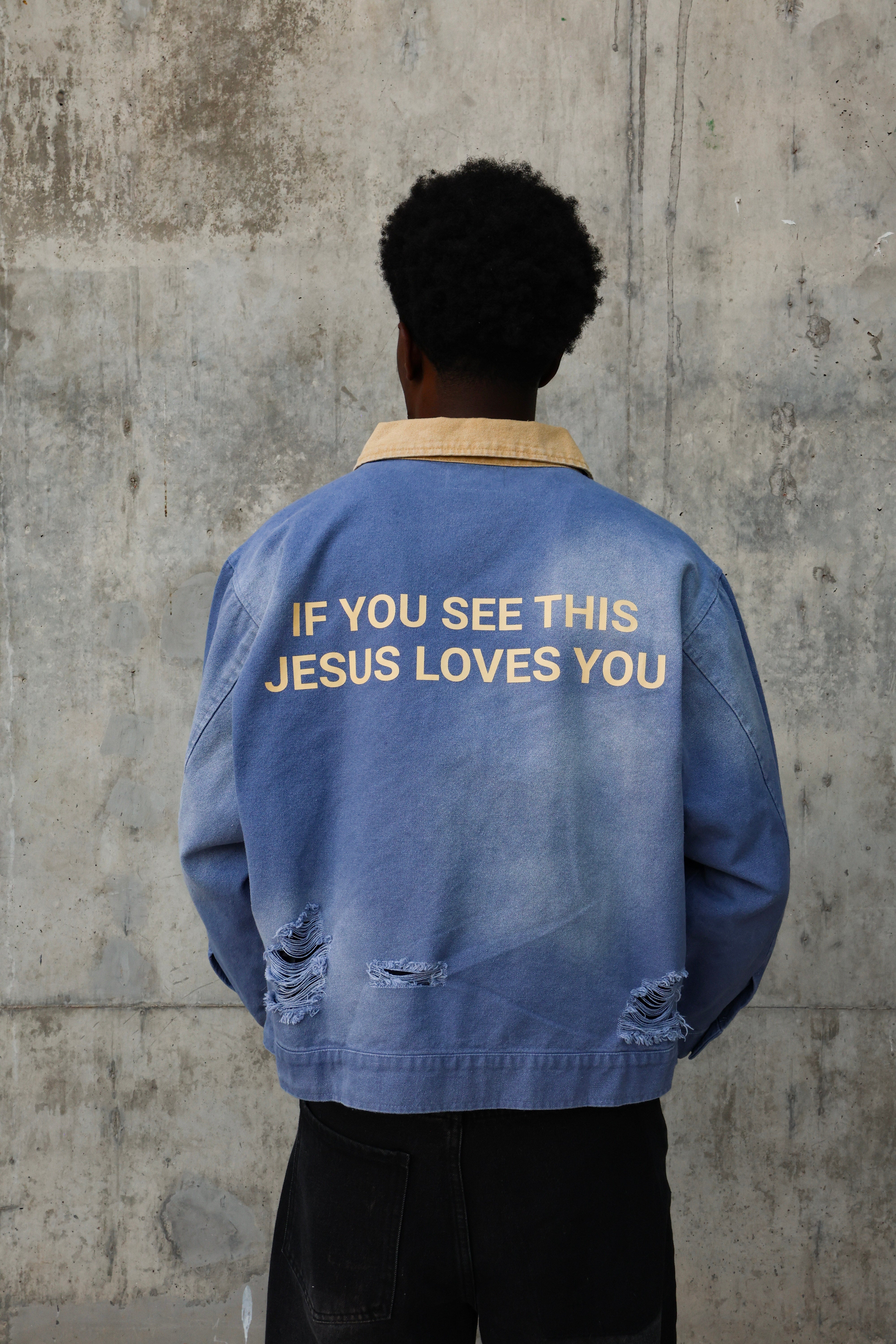 "Jesus Loves You" Denim Jacket
