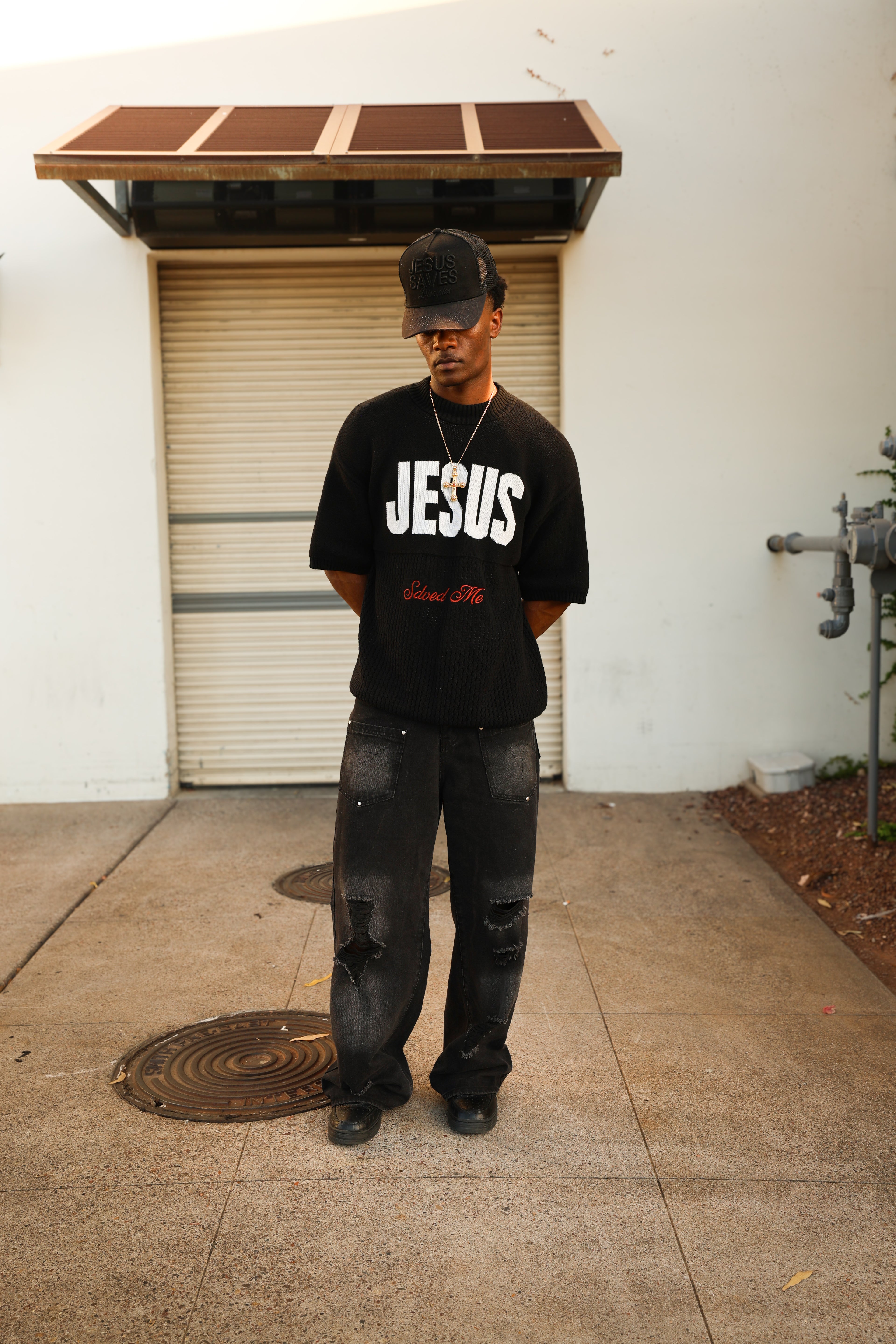 "JESUS SAVED ME" KNITTED SHIRT