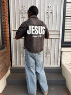 Jesus saved Denim Shirt (rhinestone)