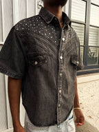 Jesus saved Denim Shirt (rhinestone)