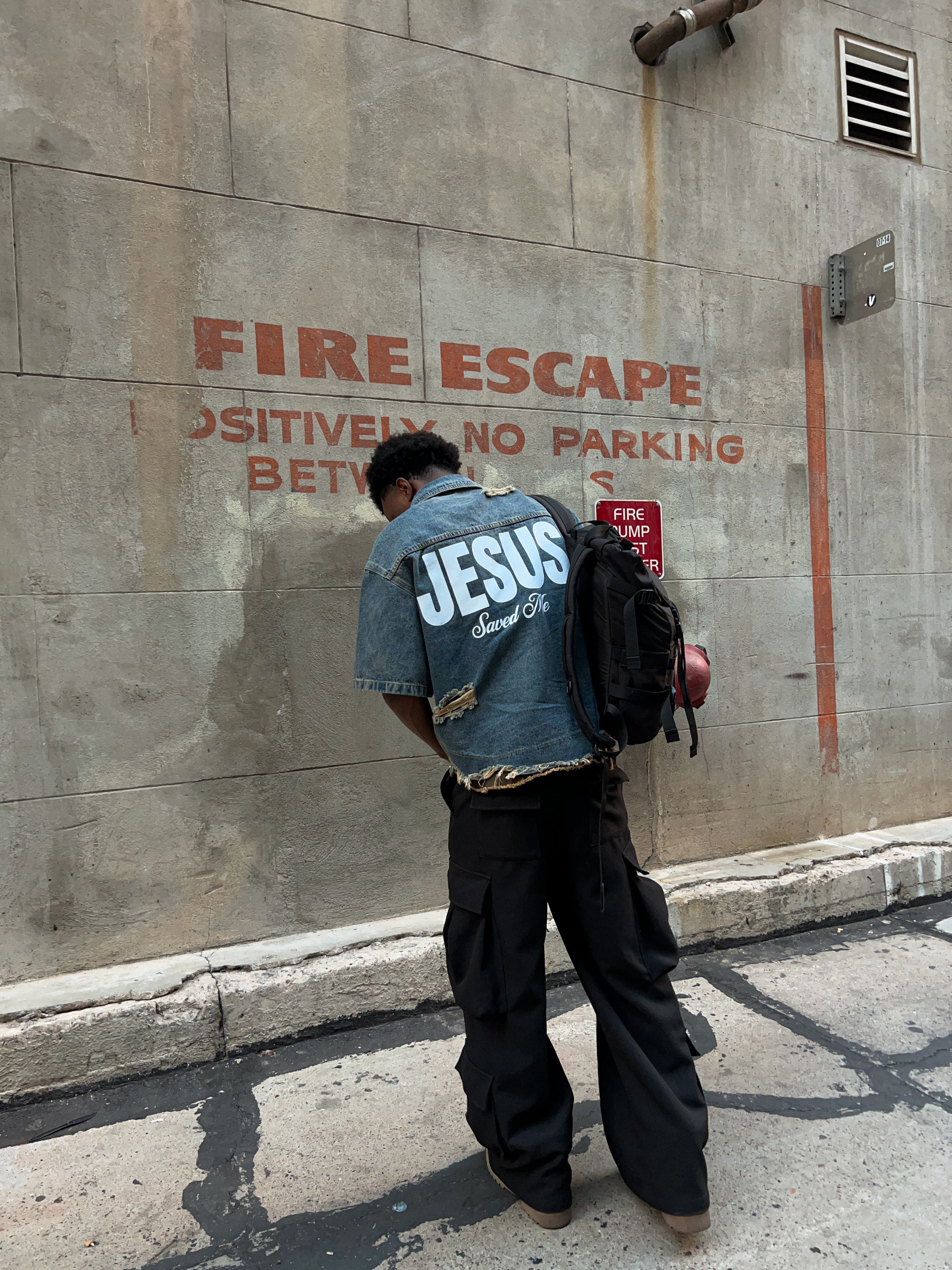 JESUS SAVED ME DENIM SHIRT (blue)