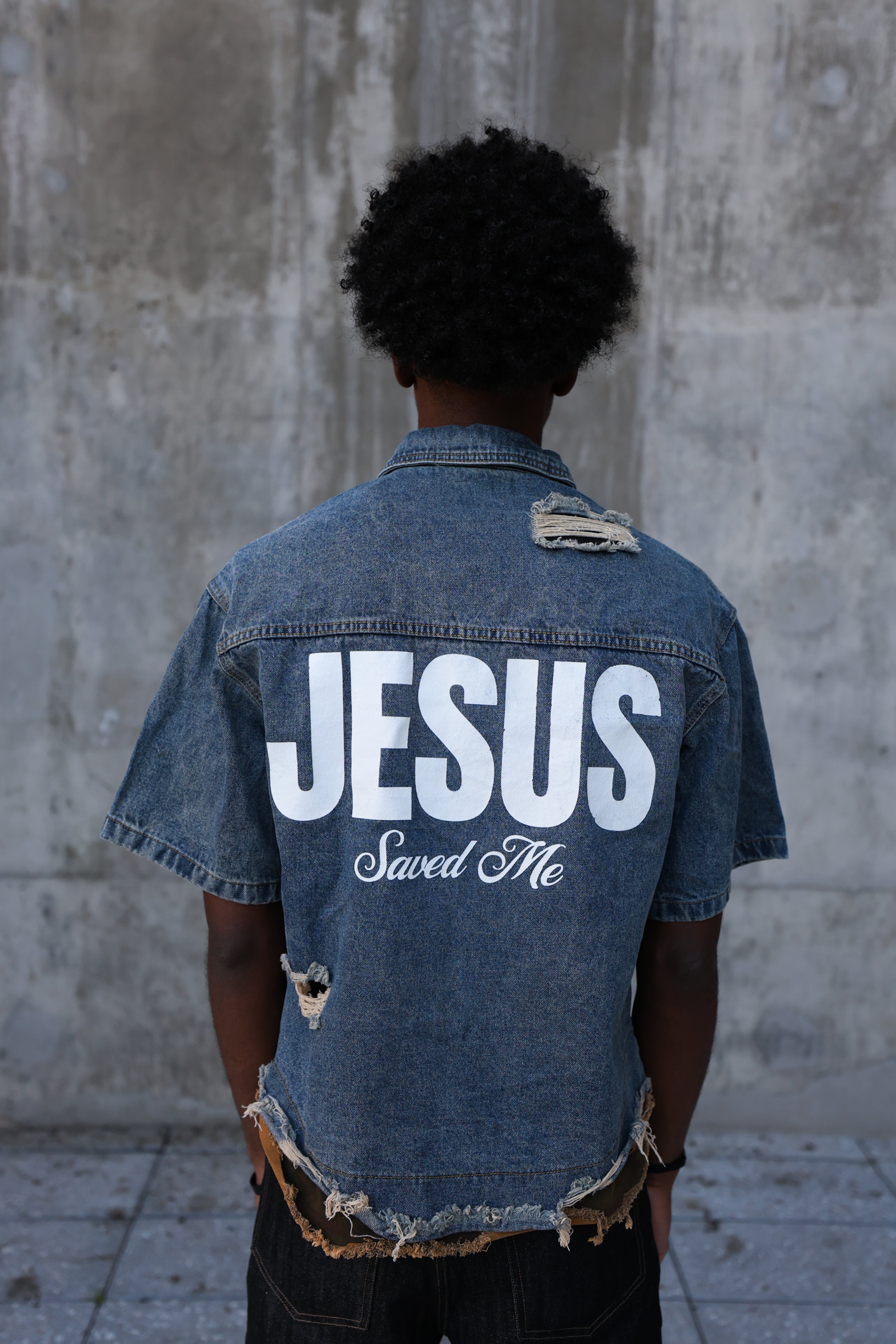 Jesus Saved Me Denim Shirt