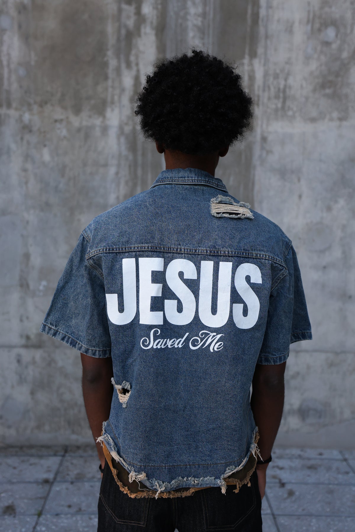 Jesus Saved Me Denim Shirt