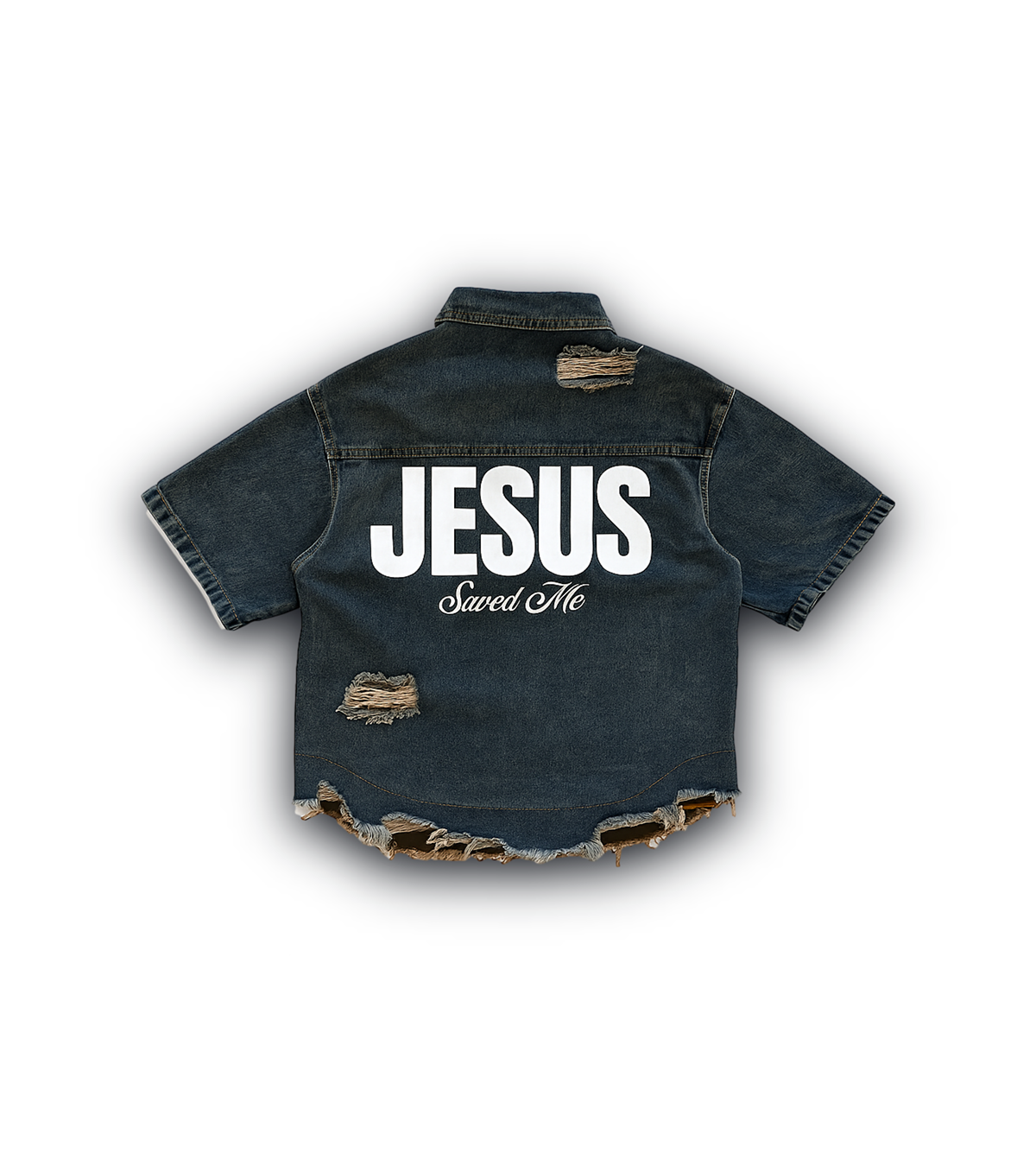 JESUS SAVED ME DENIM SHIRT