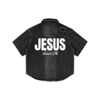 Jesus saved Denim Shirt (rhinestone)
