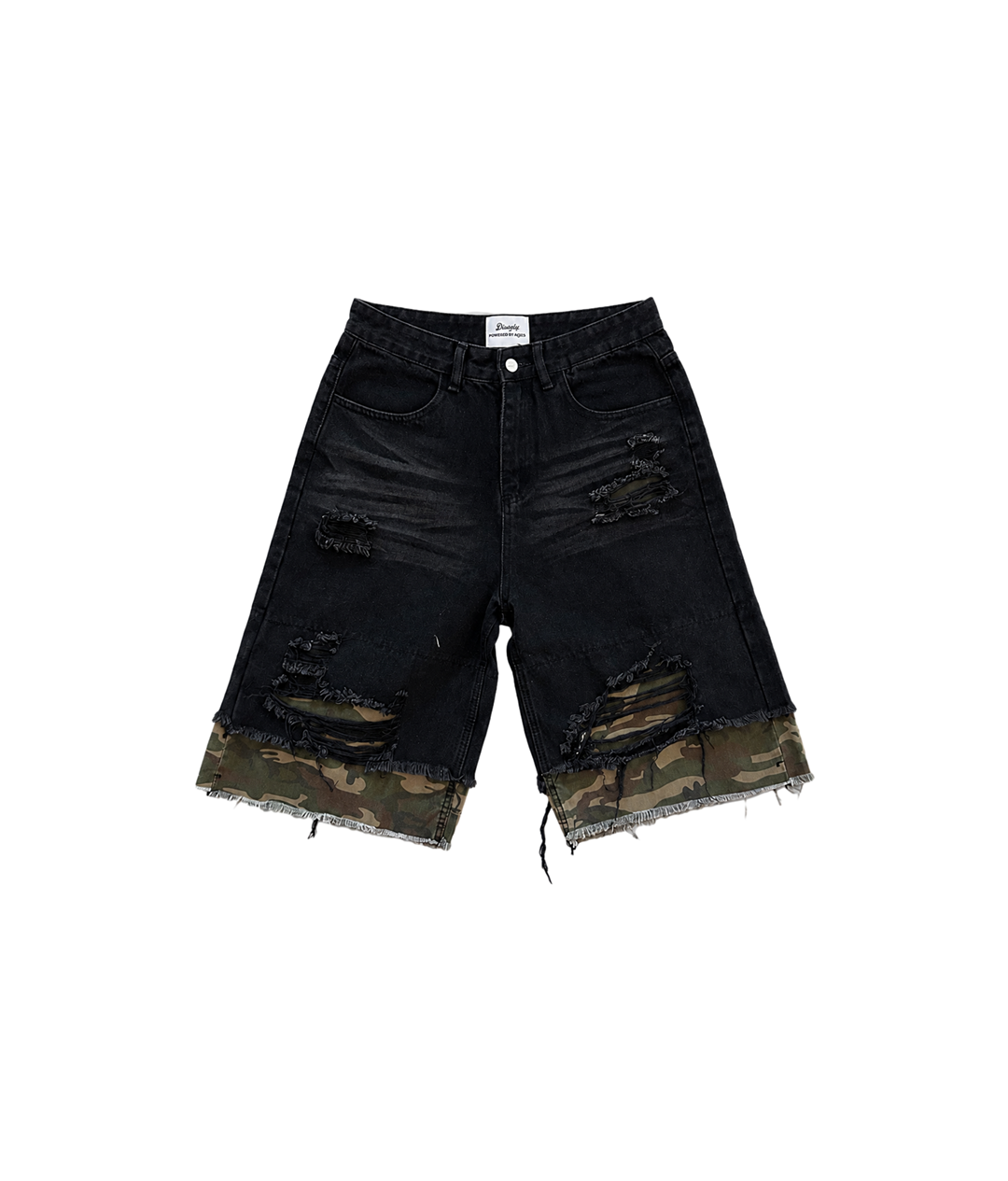 Distressed Camo Denim Jorts